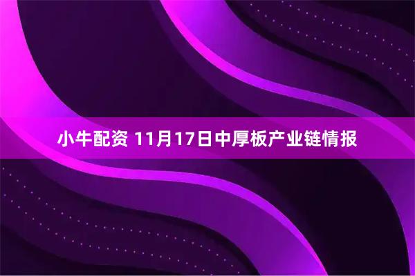小牛配资 11月17日中厚板产业链情报