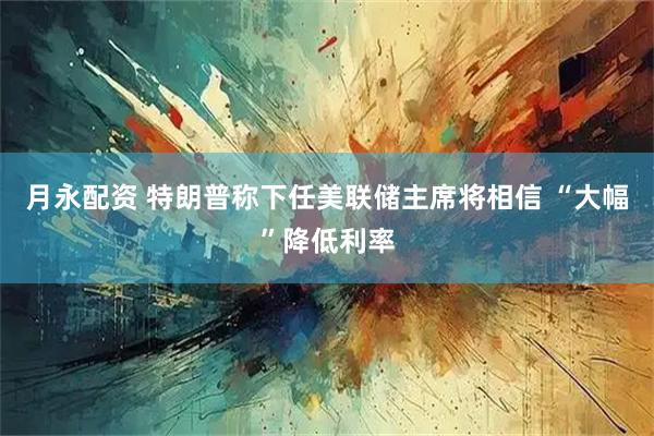 月永配资 特朗普称下任美联储主席将相信 “大幅”降低利率