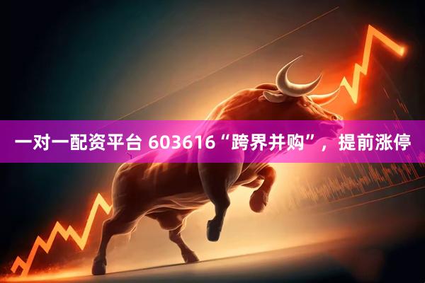 一对一配资平台 603616“跨界并购”，提前涨停